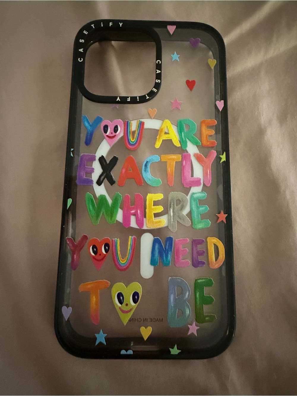 Casetify Clear Phone Case with Bright Multicolor Lettering
